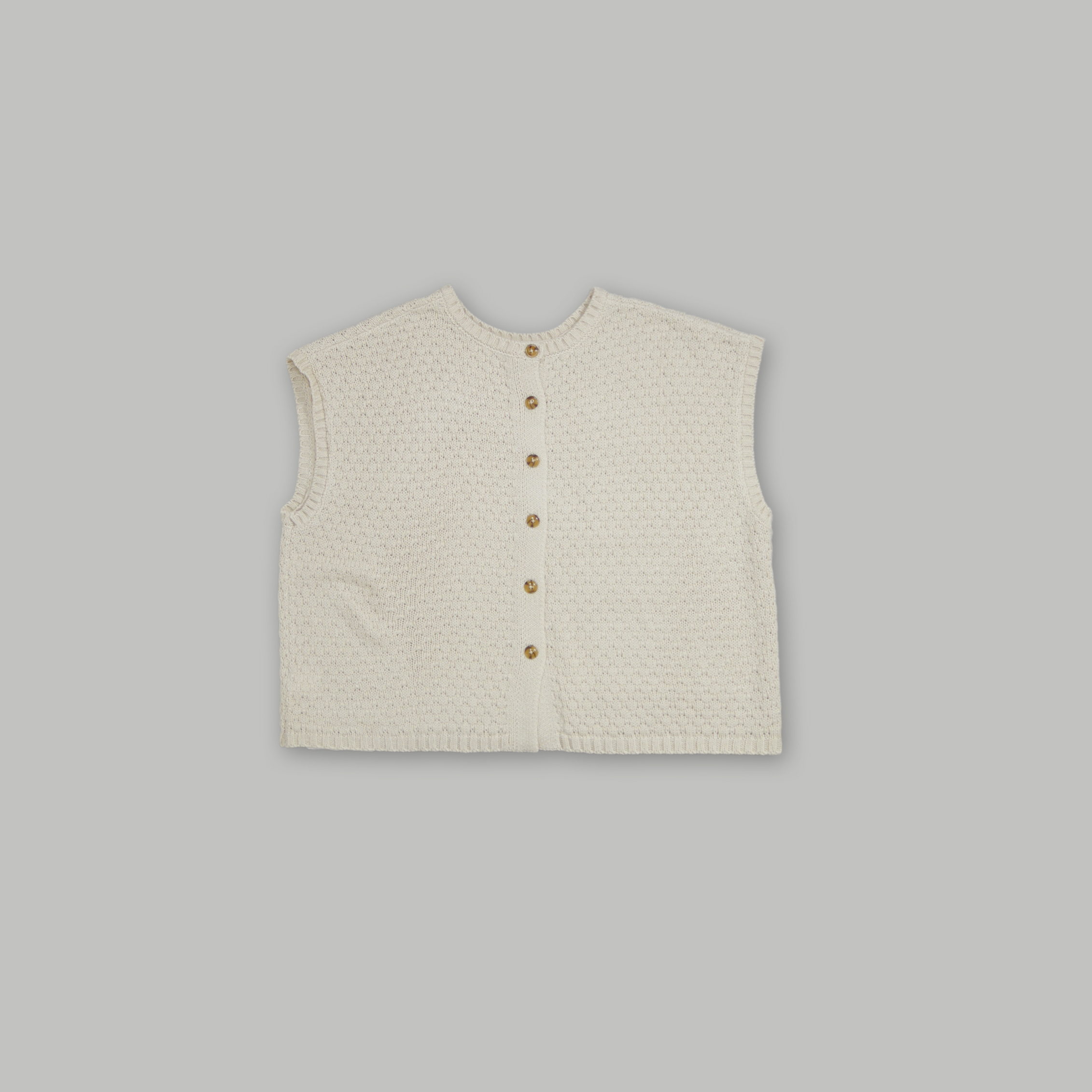 J.P.L. 法式袖爆米花針織開襟背心