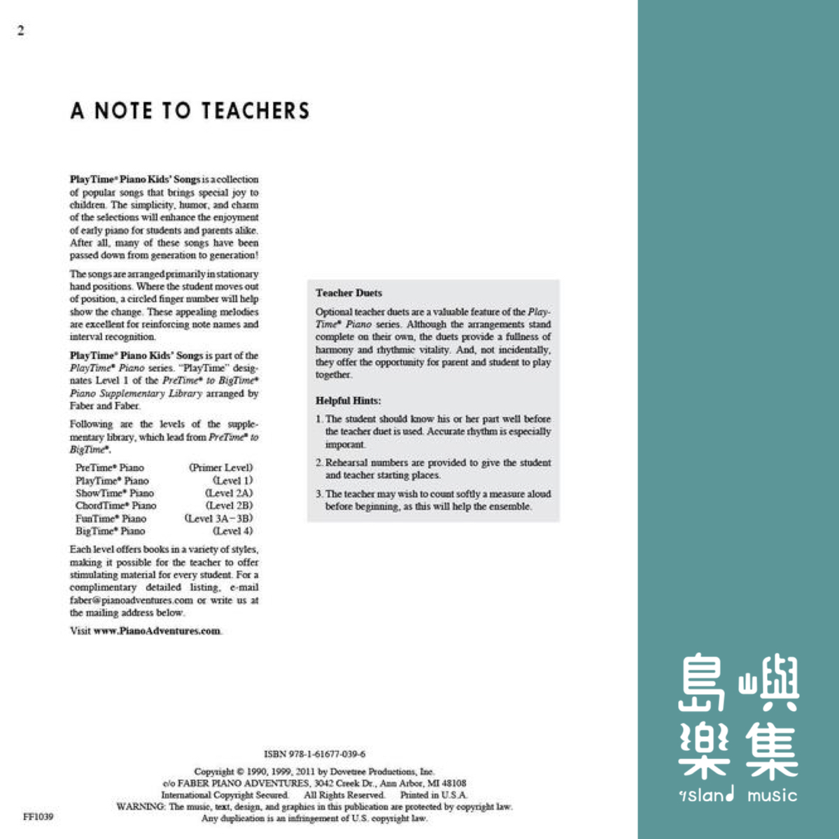 PlayTime Piano Kid's Songs Level 1