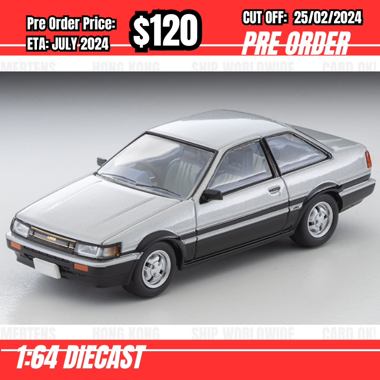 PO-$120 * Tomytec * 1:64 LV-N284c Toyota Corolla Levin 2 door GT-APEX Silver/Black 1984 [OD09/02]