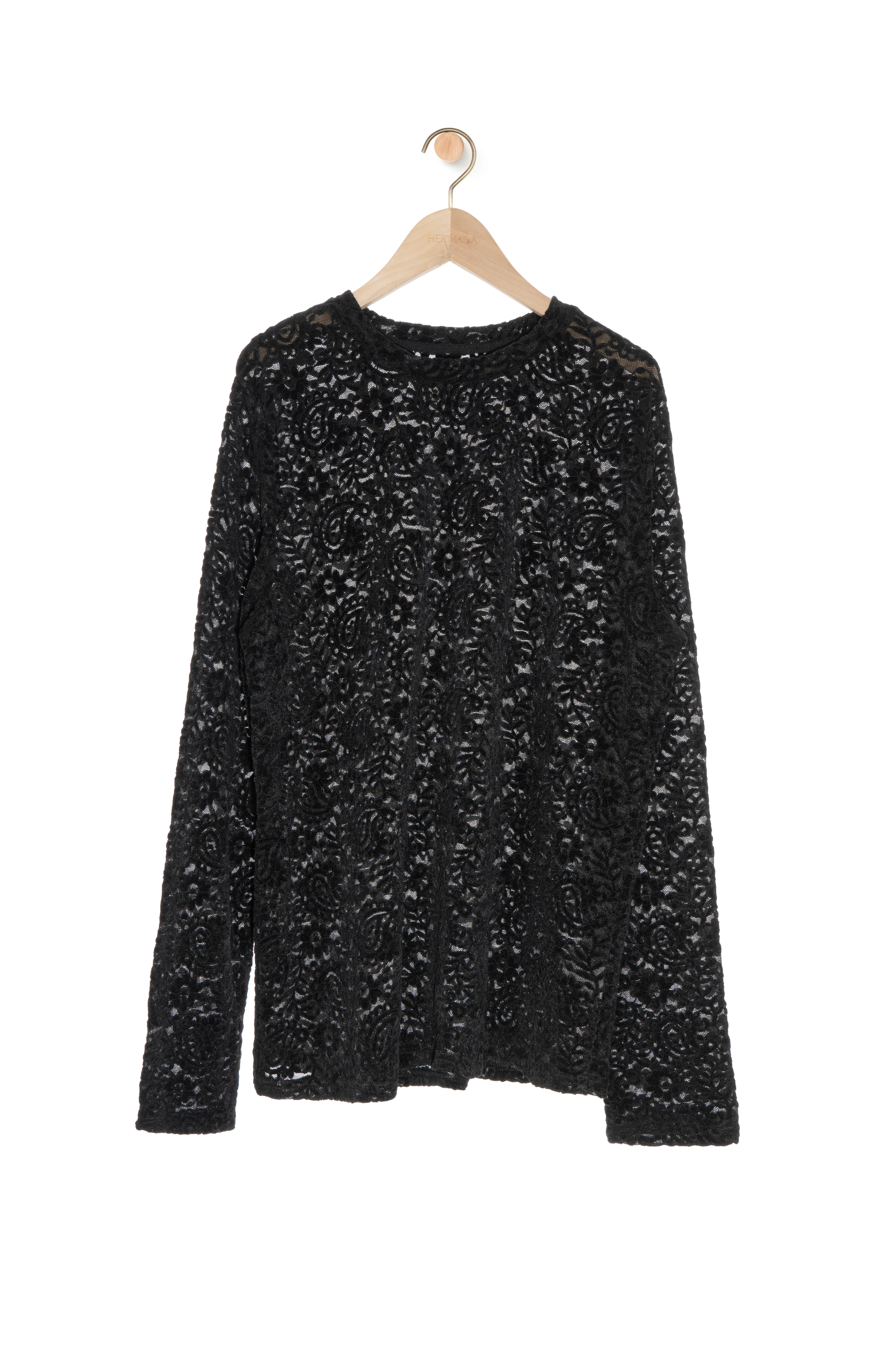 絲絨腰果花網布上衣 （*現貨款式）