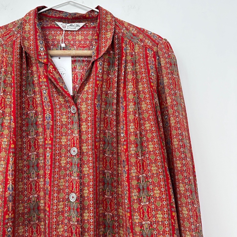 紅色民族風透膚感上衣