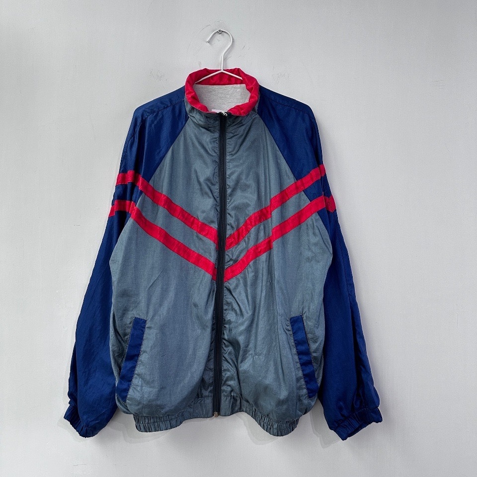 Vintage 紅藍配灰色防風運動外套