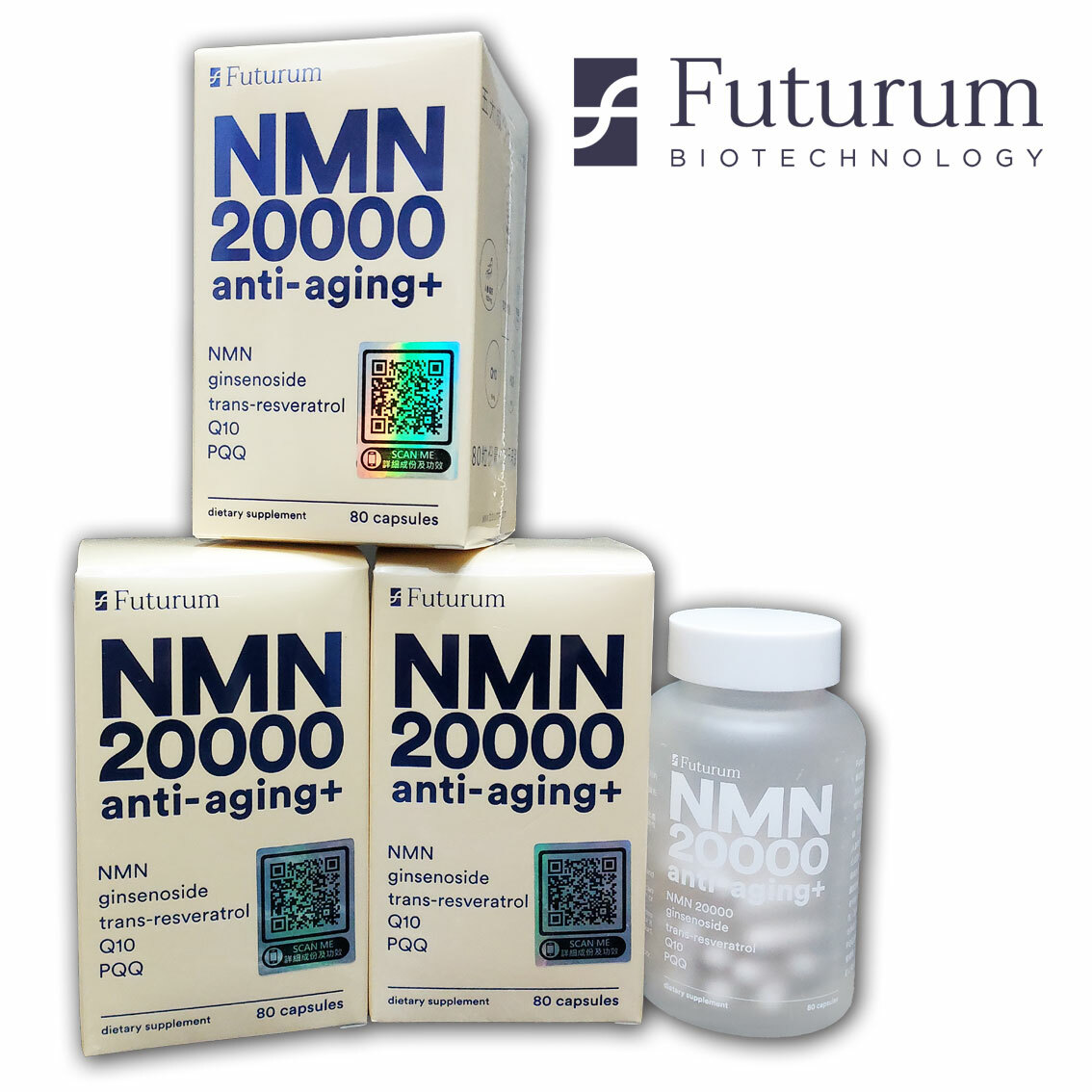 Futurum’s ANTI-AGING+ NMN20000 80capsules x 3 box (buy 2 get 1 free package)