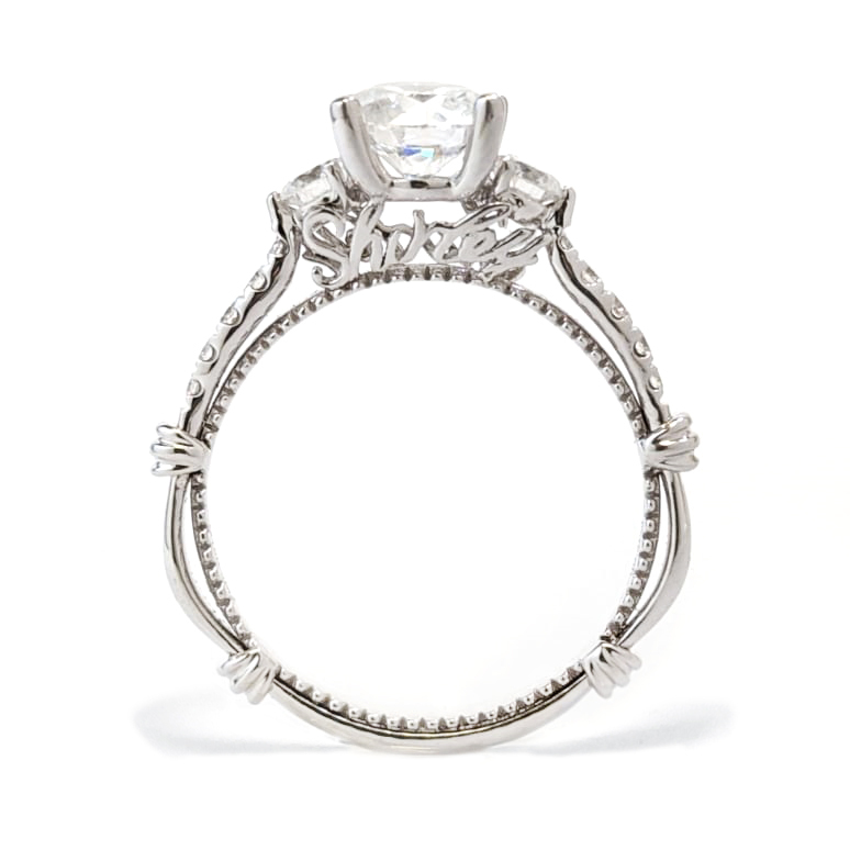 18K白金專屬名字天然鑽石戒指托