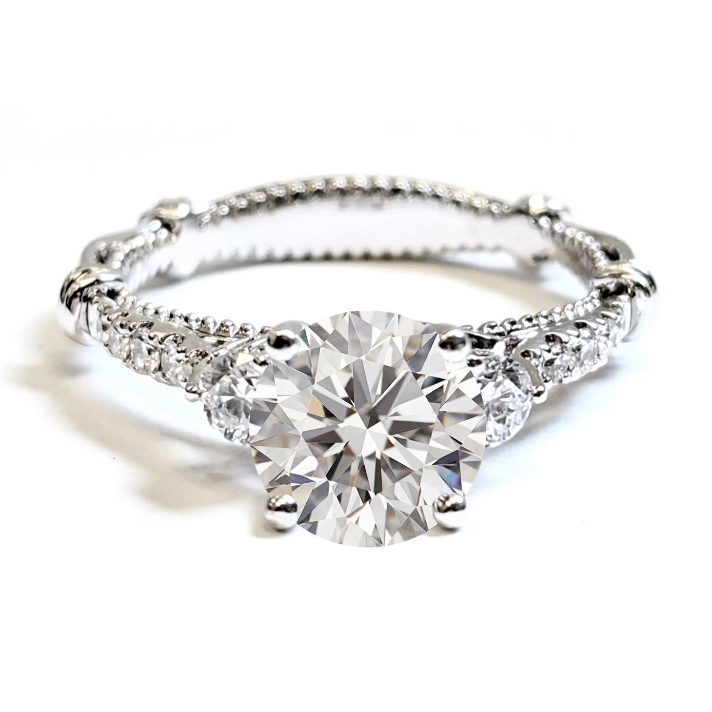 18K白金專屬名字天然鑽石戒指托