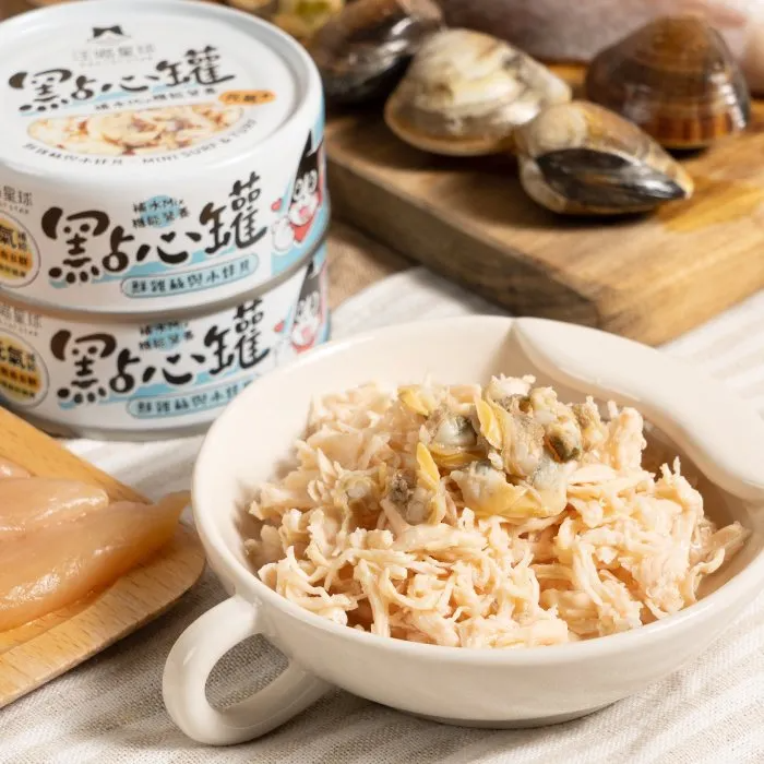 汪喵星球 – 無膠點心罐 (鮮雞絲與小蚌貝) 160g