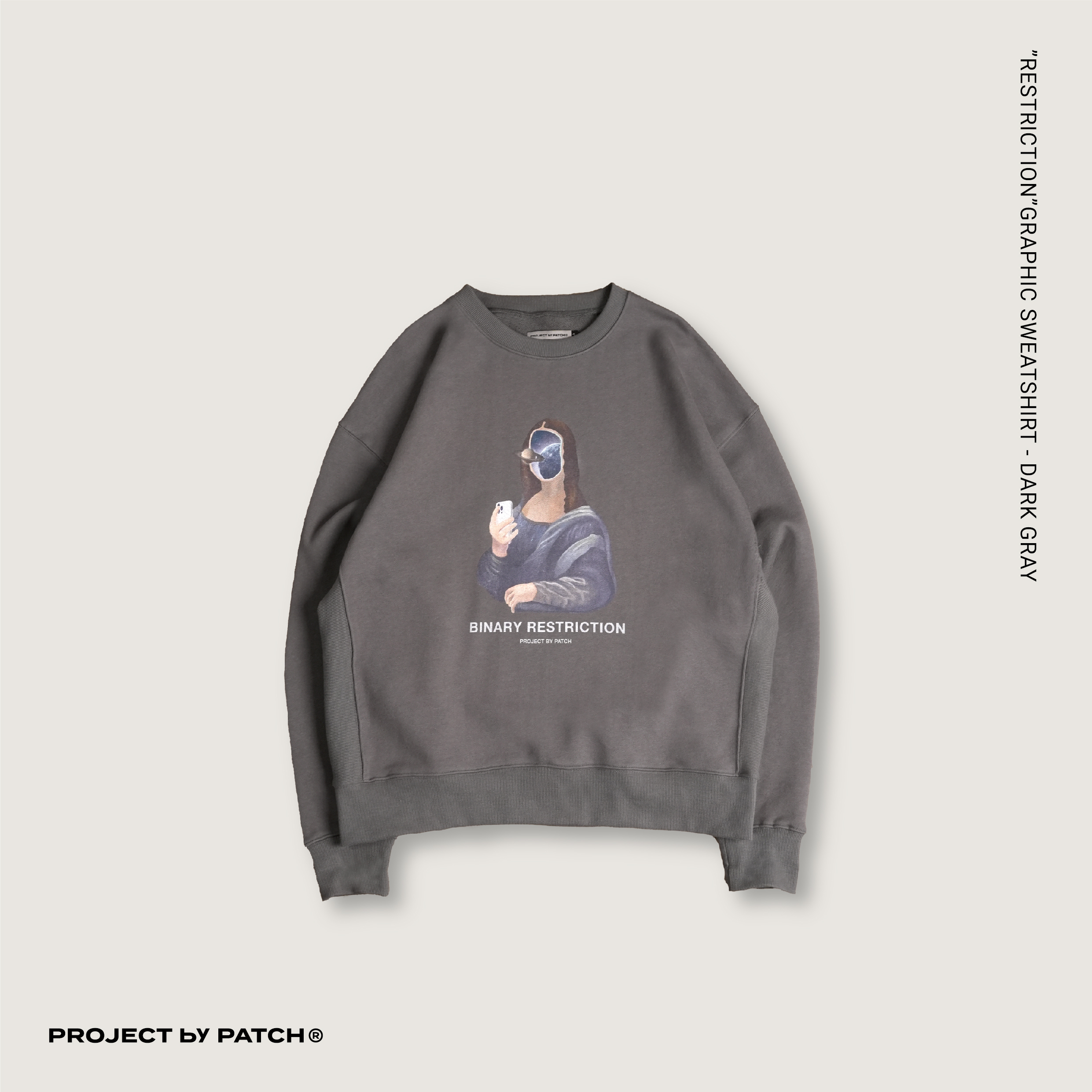 P.B.P -  "RESTRICTION"  GRAPHIC SWEATSHIRT  - DARK GRAY