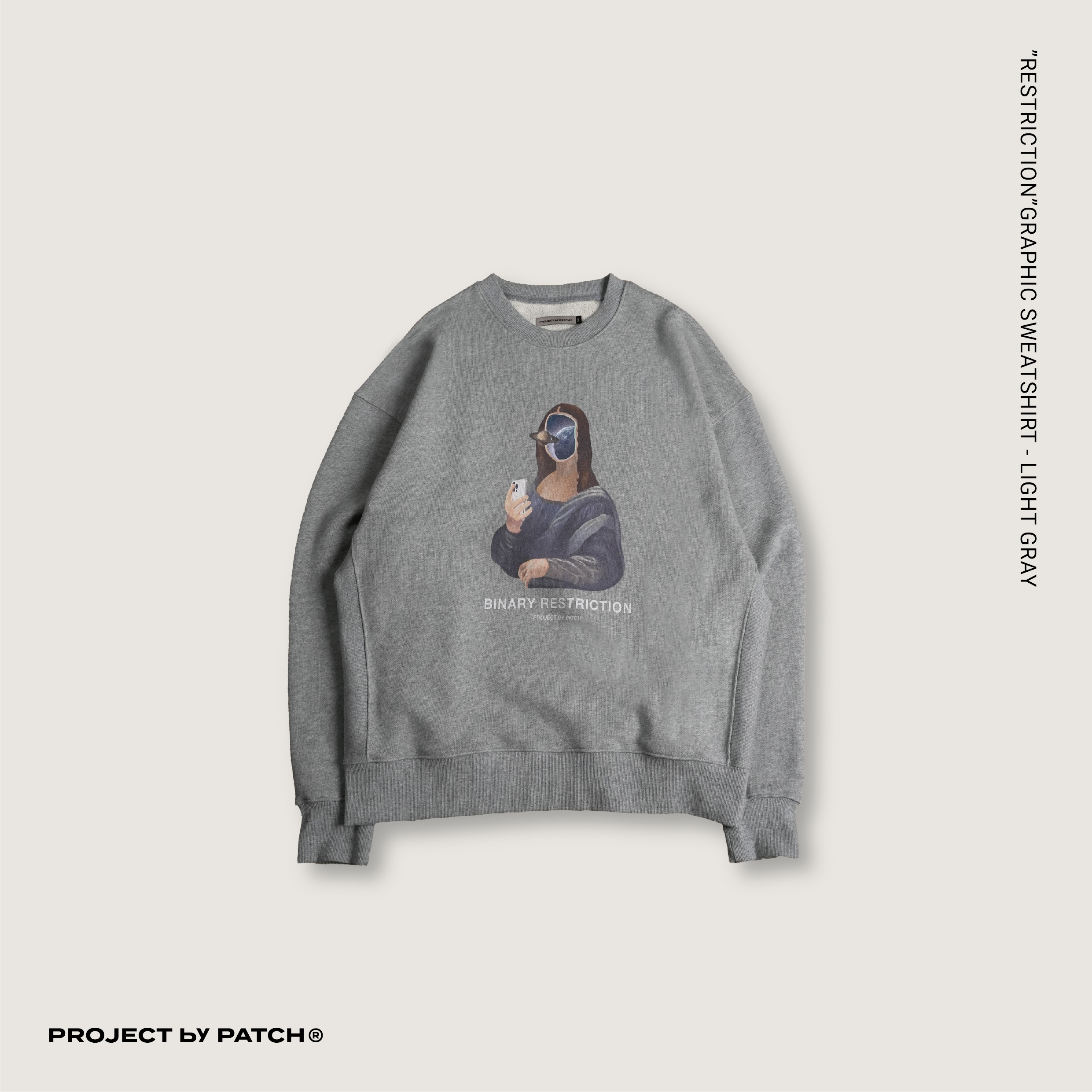 P.B.P -  "RESTRICTION"  GRAPHIC SWEATSHIRT  - LIGHT GRAY