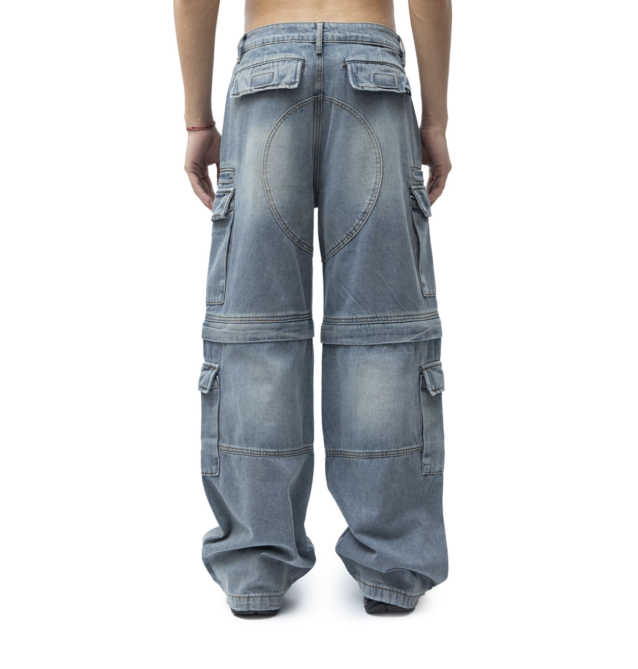 REMIX "Washed Zip-Off Denim Cargo Pants" (Blue)