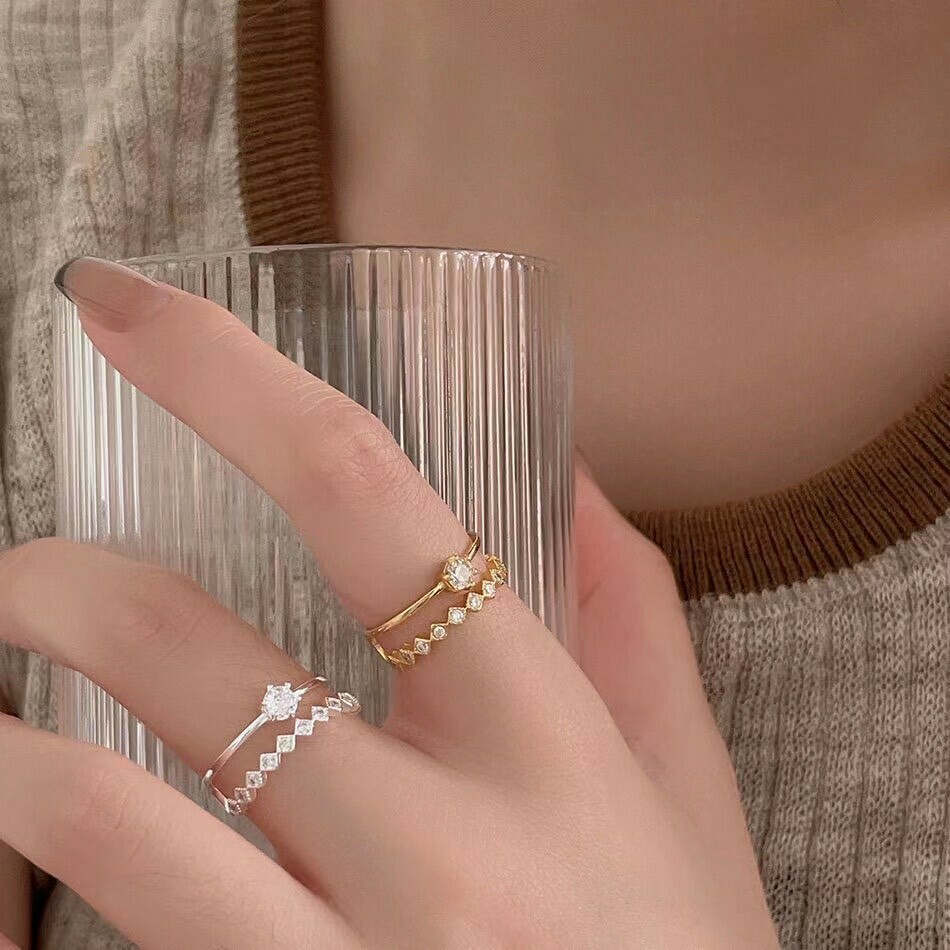 Y400浮現．雙層菱形純銀調整戒