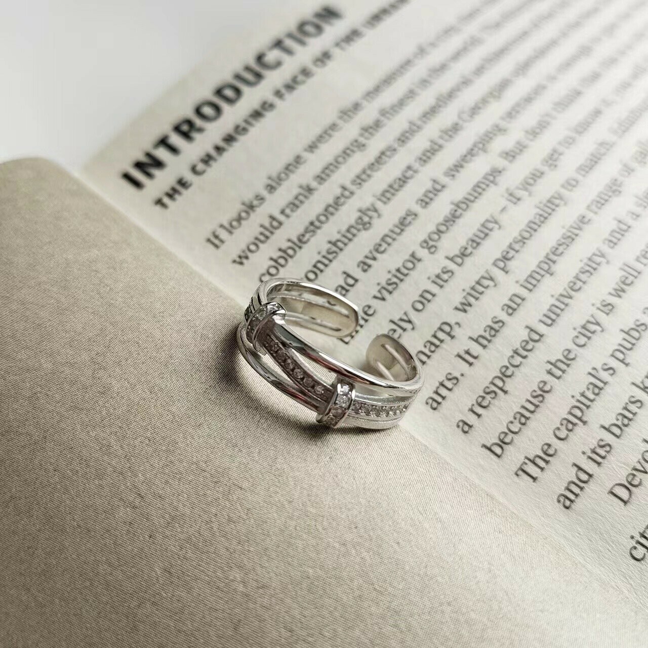 特質．三層釘子純銀調整戒