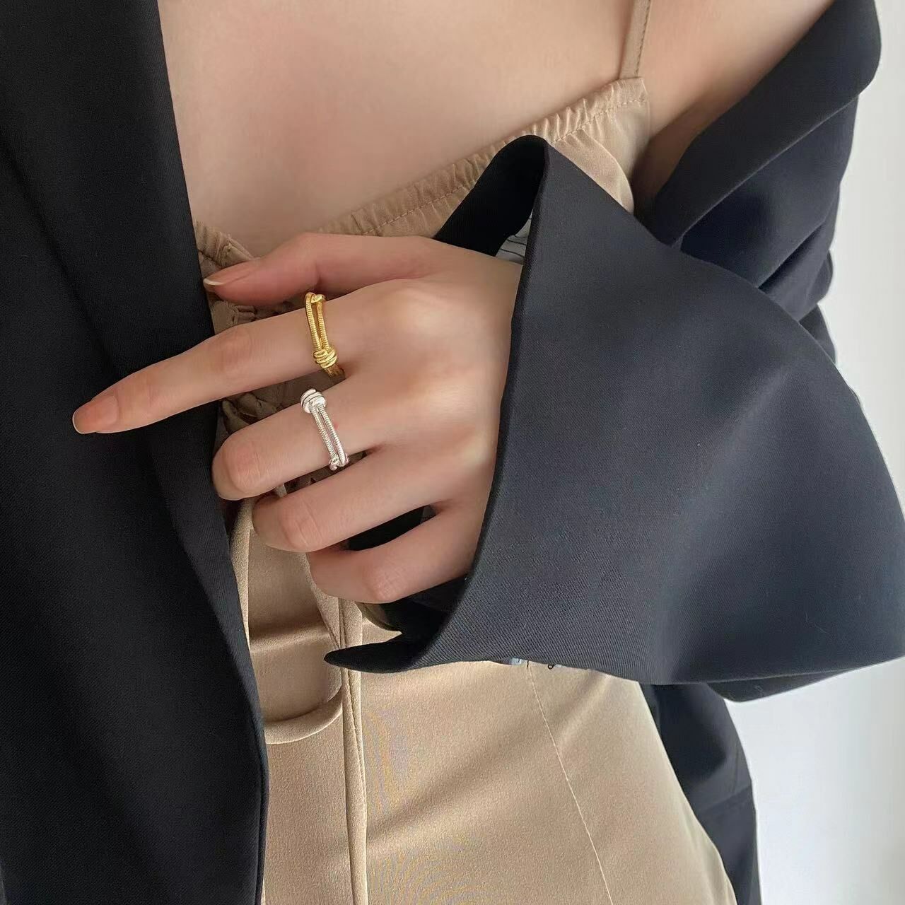 狀態．鏈條雙層純銀調整戒