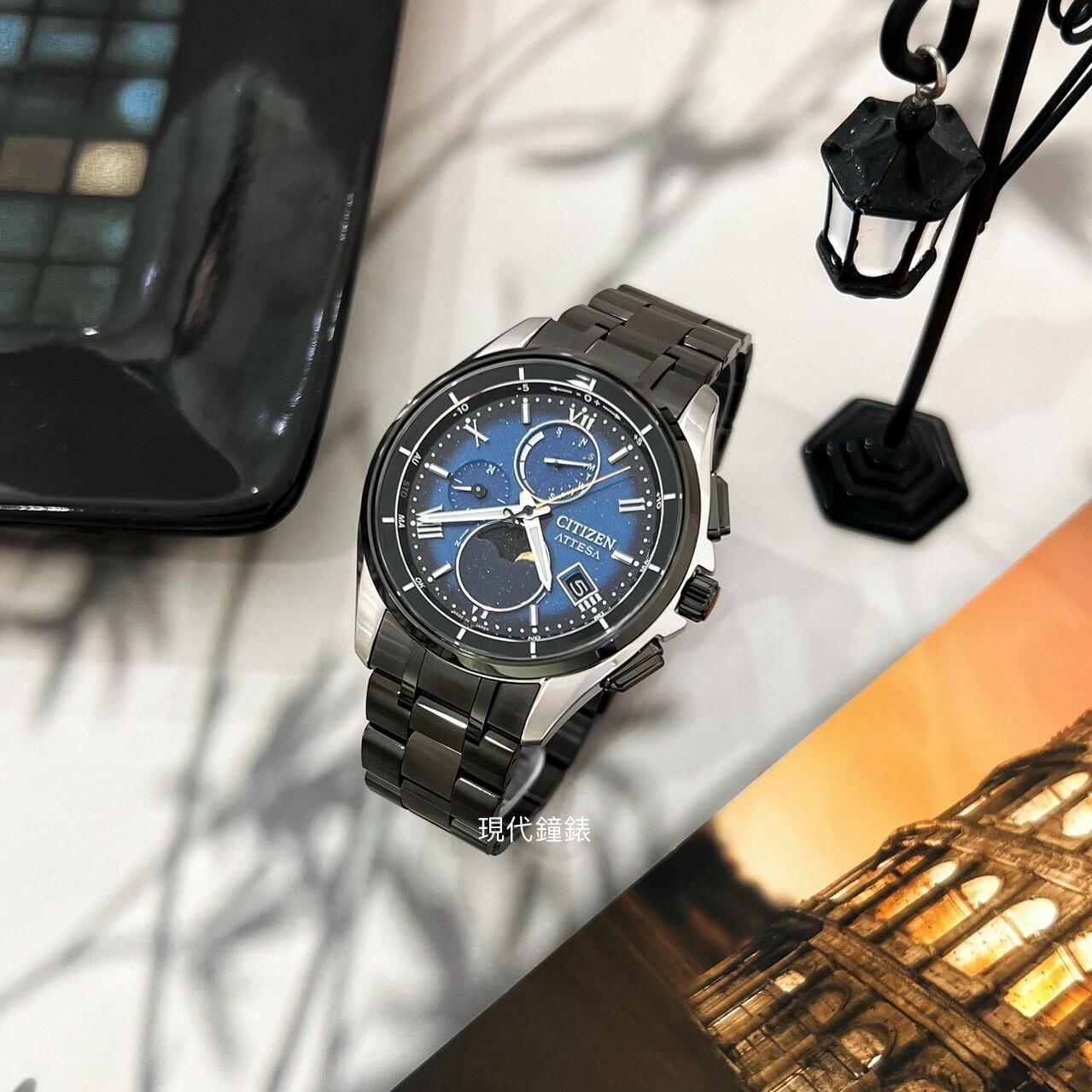 【CITIZEN 星辰】夜川月限定款光動能鈦金月相電波錶BY1007-60L 41.5mm 現代鐘錶