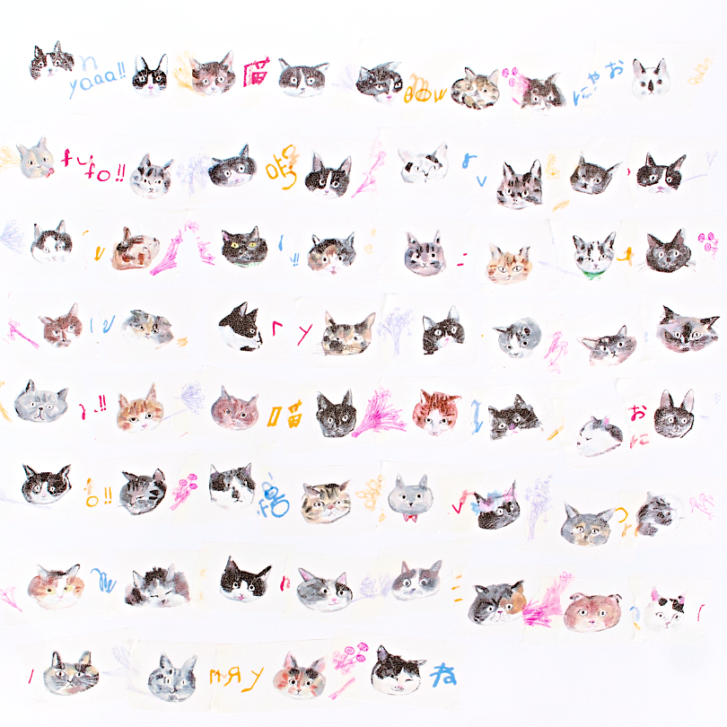 Paper Message Masking Tape－Cat Faces and Meow| **1m Length**