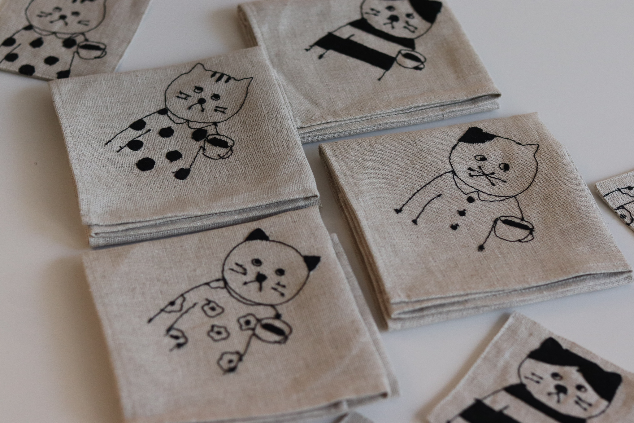 倉敷意匠 Sennokoto 貓咪 刺繡 便當包巾 風呂敷