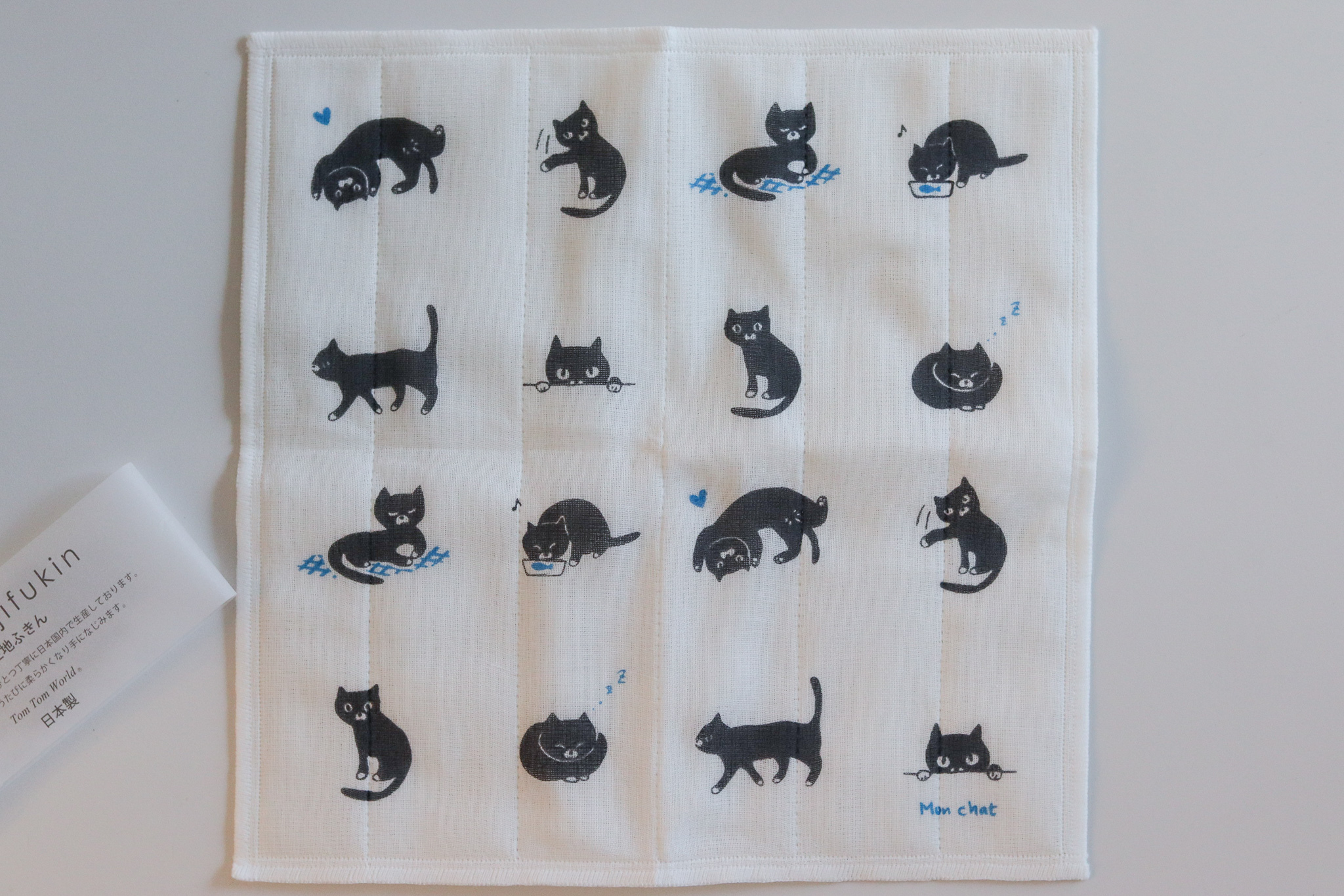 日本 Kayakijifukin 黑貓 蚊帳生地 抹布