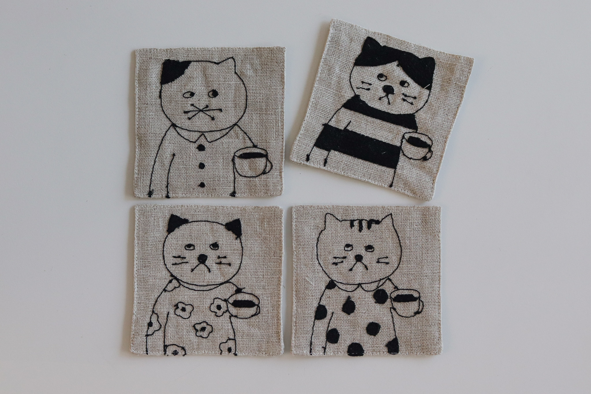 倉敷意匠 Sennokoto 貓咪 刺繡 杯墊