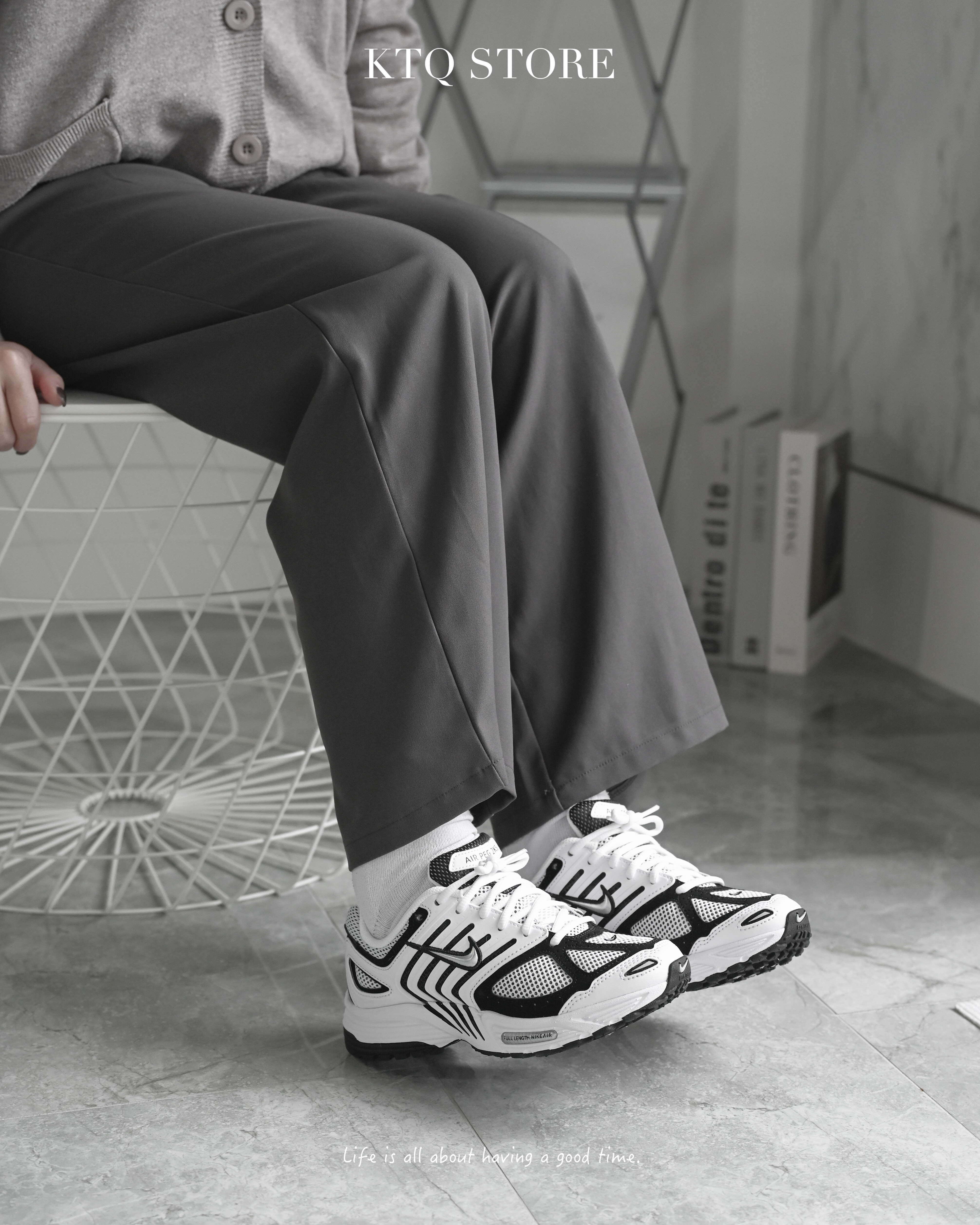 KTQ STORE ‧ Air Peg 2K5 White and Black 白黑 FJ1909-100