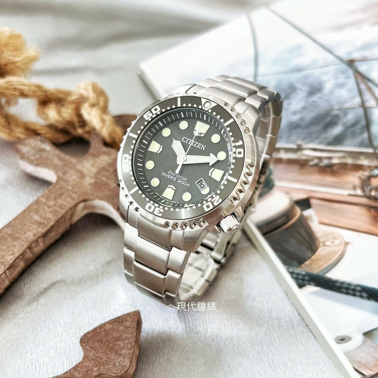 【CITIZEN 星辰】海洋生態珠光灰光動能潛水男錶BN0167-50H 44mm 現代鐘錶