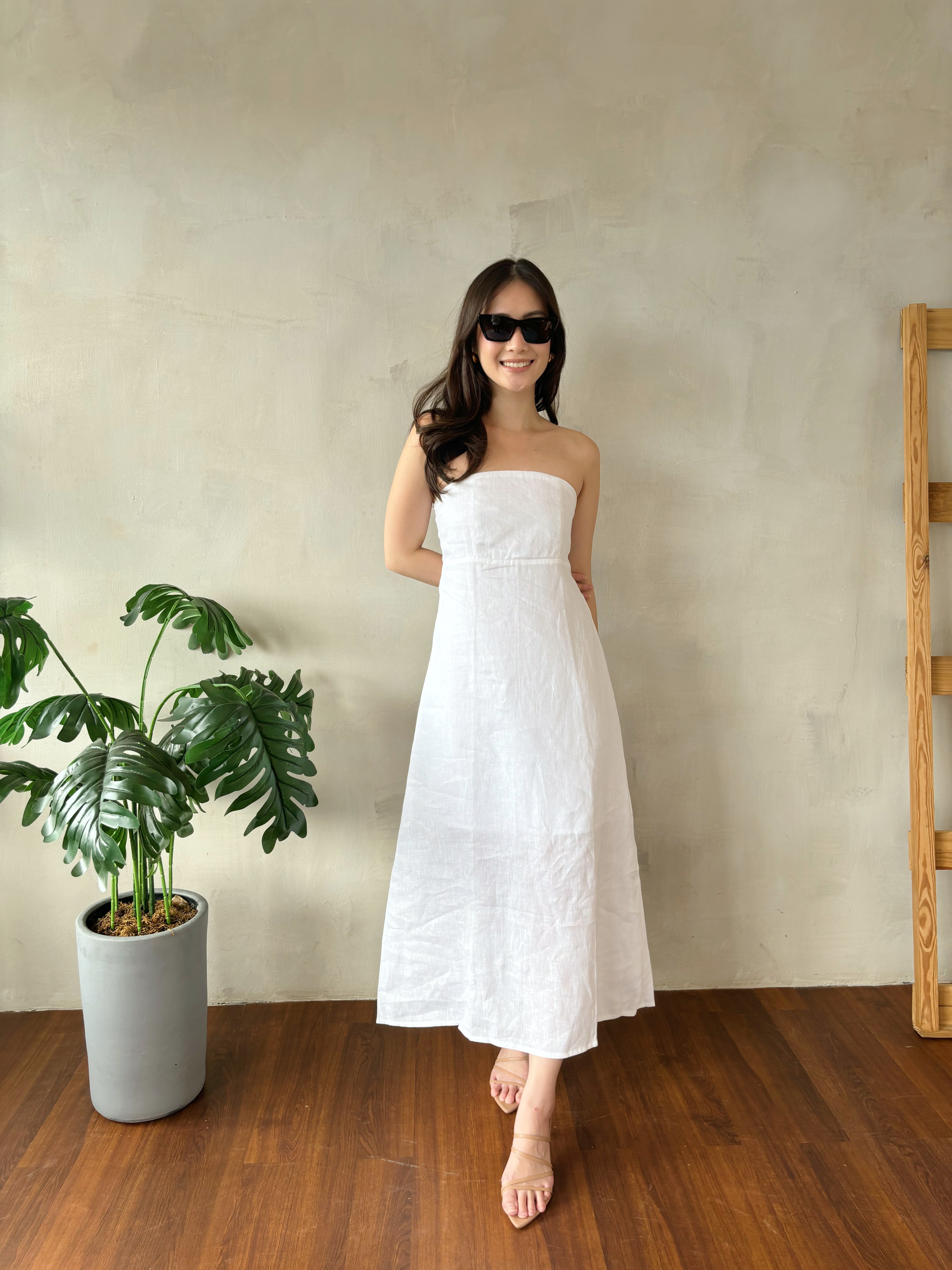 Maria Linen Dress - White