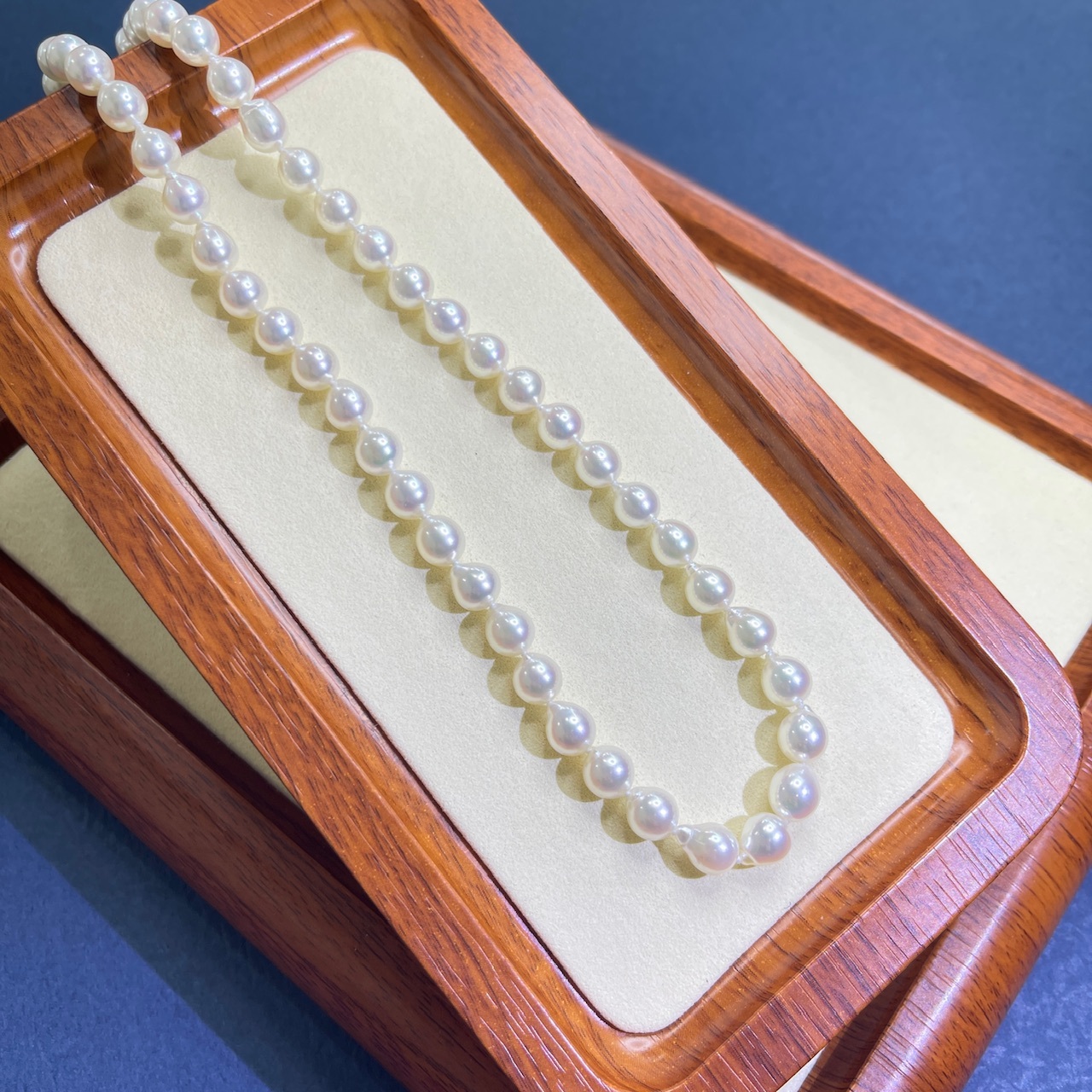 天然無調色Akoya 珍珠項鏈 - 巴洛克形