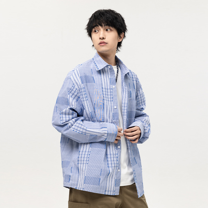 1M05 日系復古感交錯格紋襯衫 一色