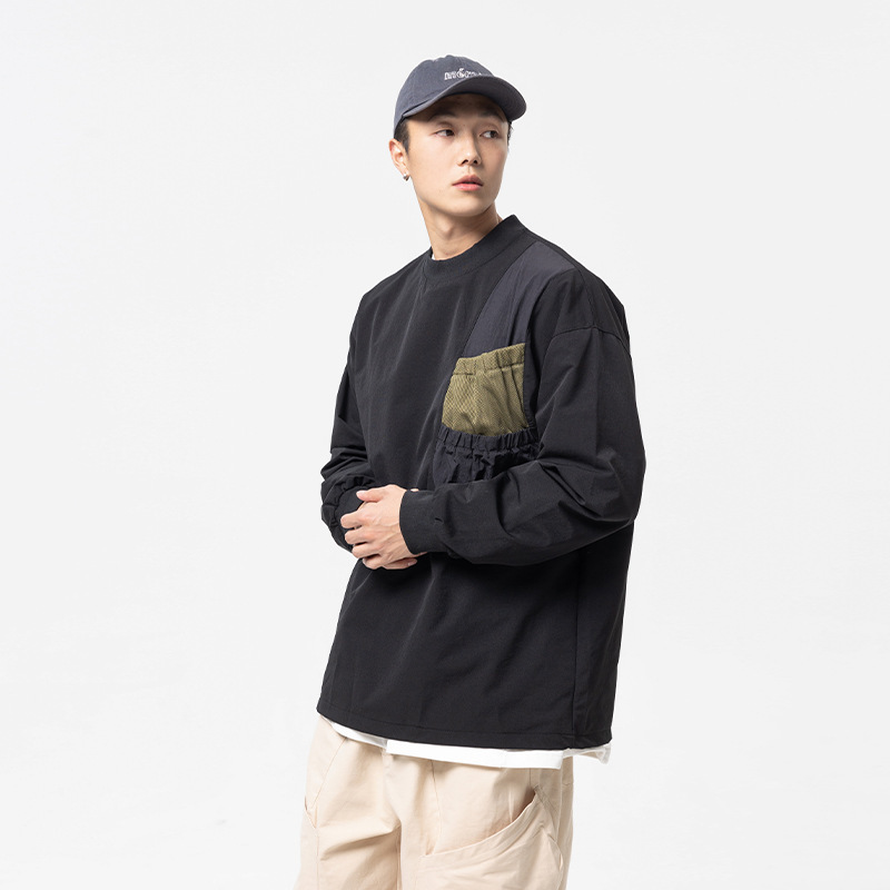 1M17 撞色拼接口袋工裝上衣 兩色