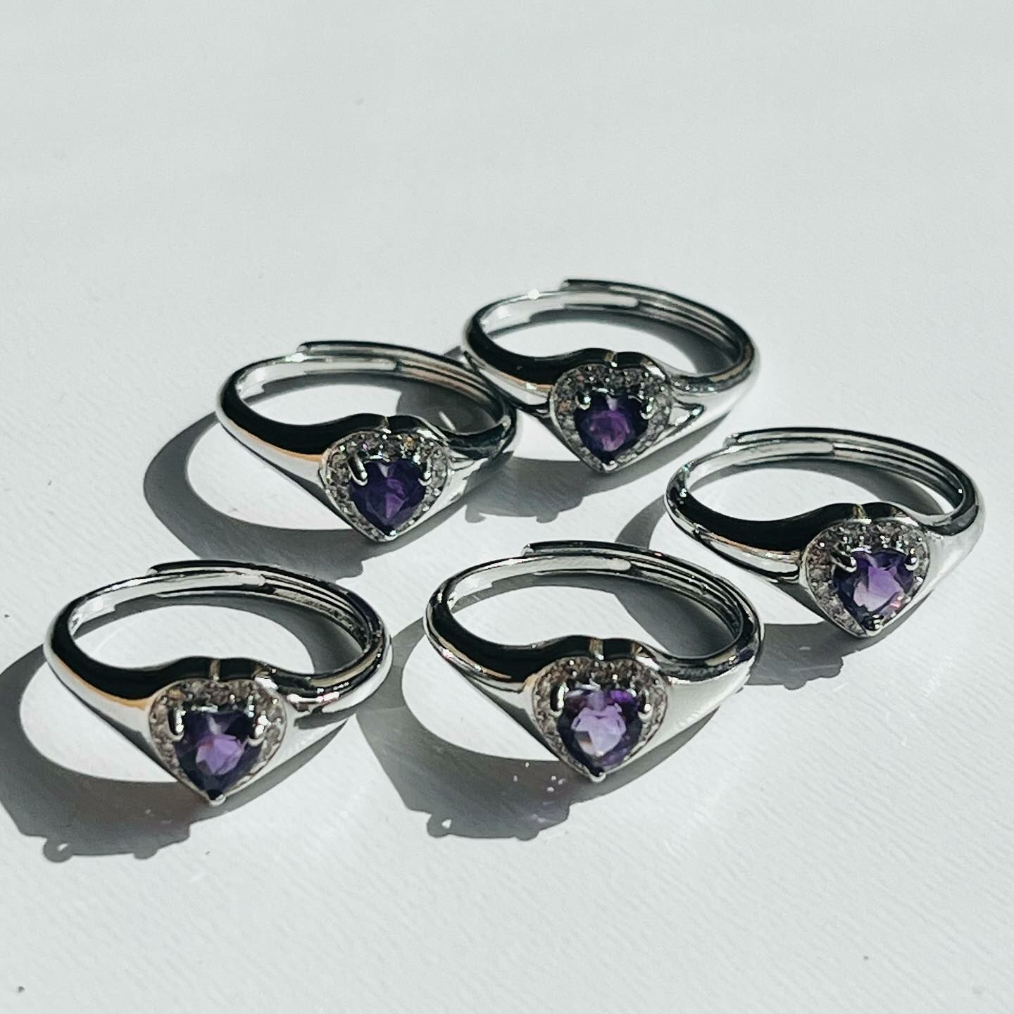 [原石] 紫水晶戒指 愛心造型