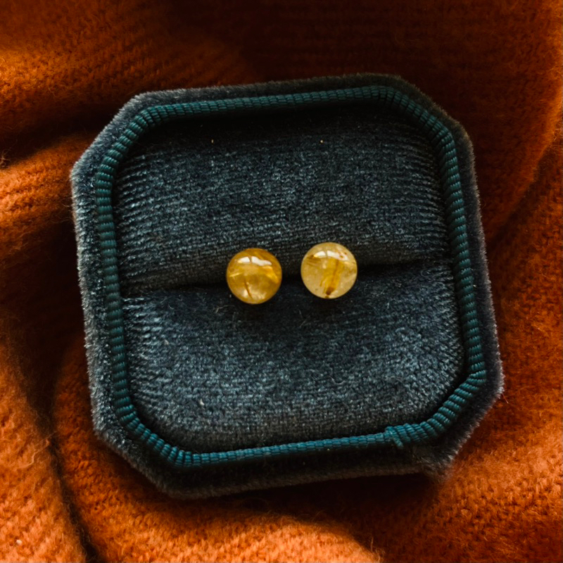 [原石] 鈦髮晶 水晶耳環