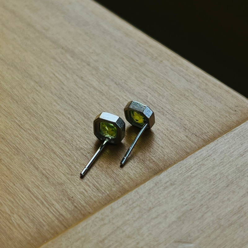 [原石] 橄欖石 水晶耳環