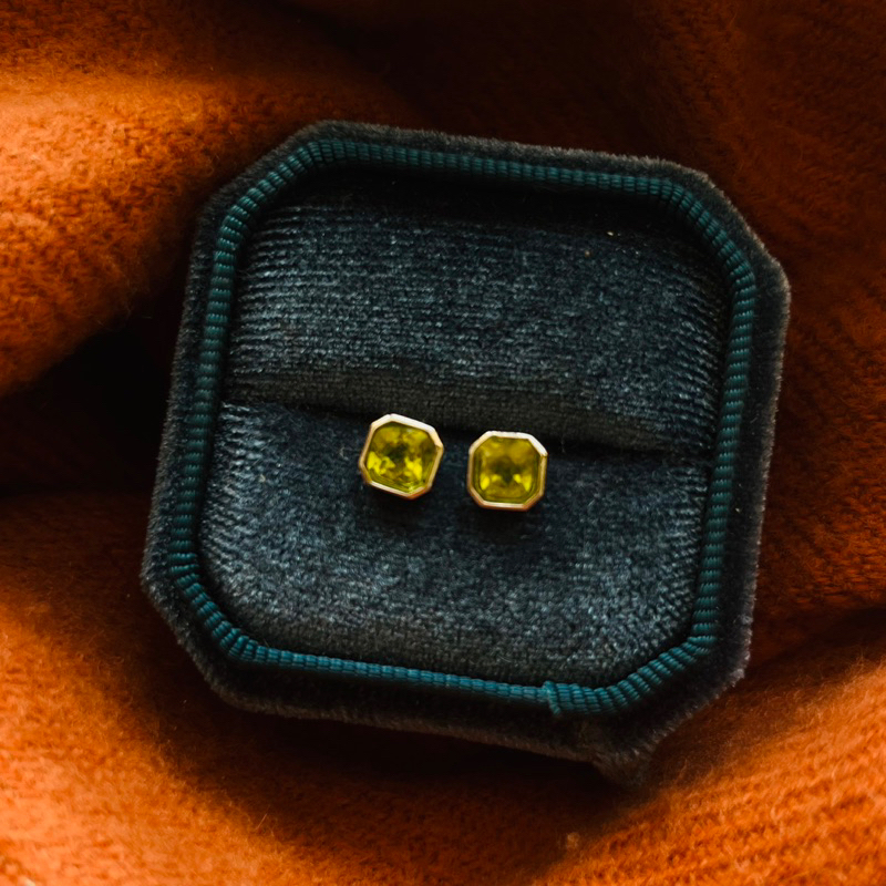 [原石] 橄欖石 水晶耳環