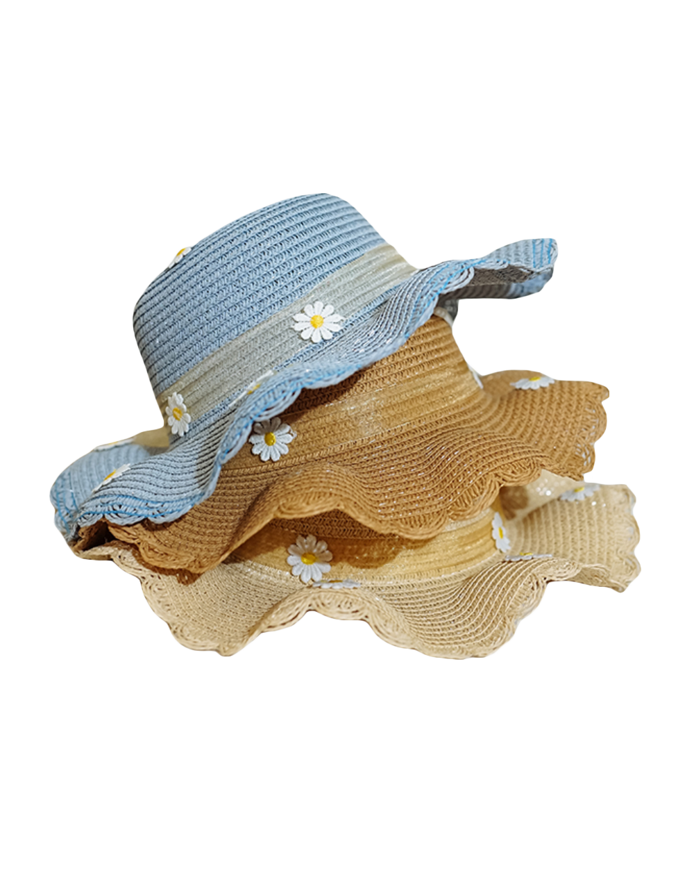 兒童小花緞帶草帽