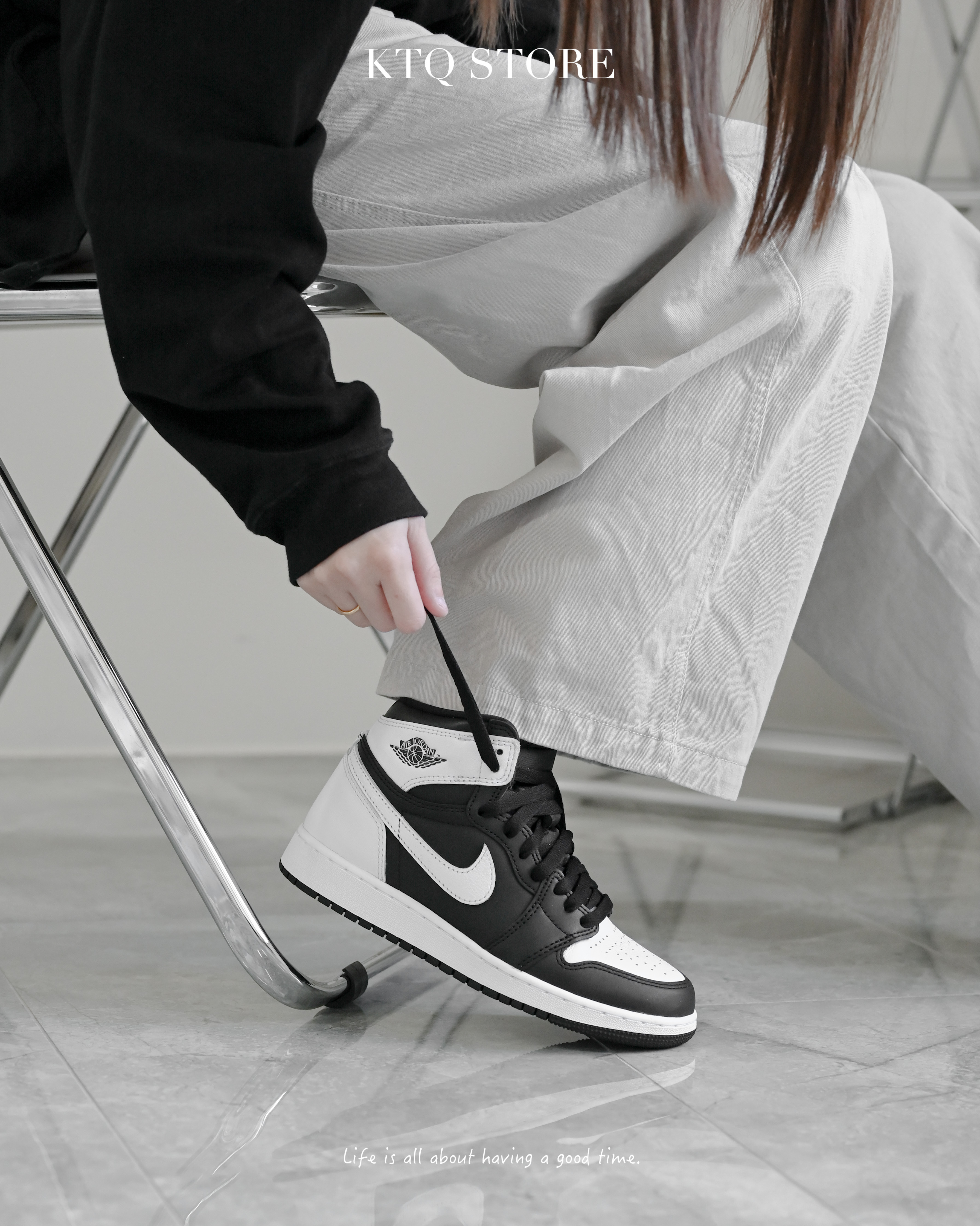 KTQ STORE ‧ Air Jordan 1 Retro High OG "Black White" 反向熊貓 男 DZ5485-010 大童 FD1437-010