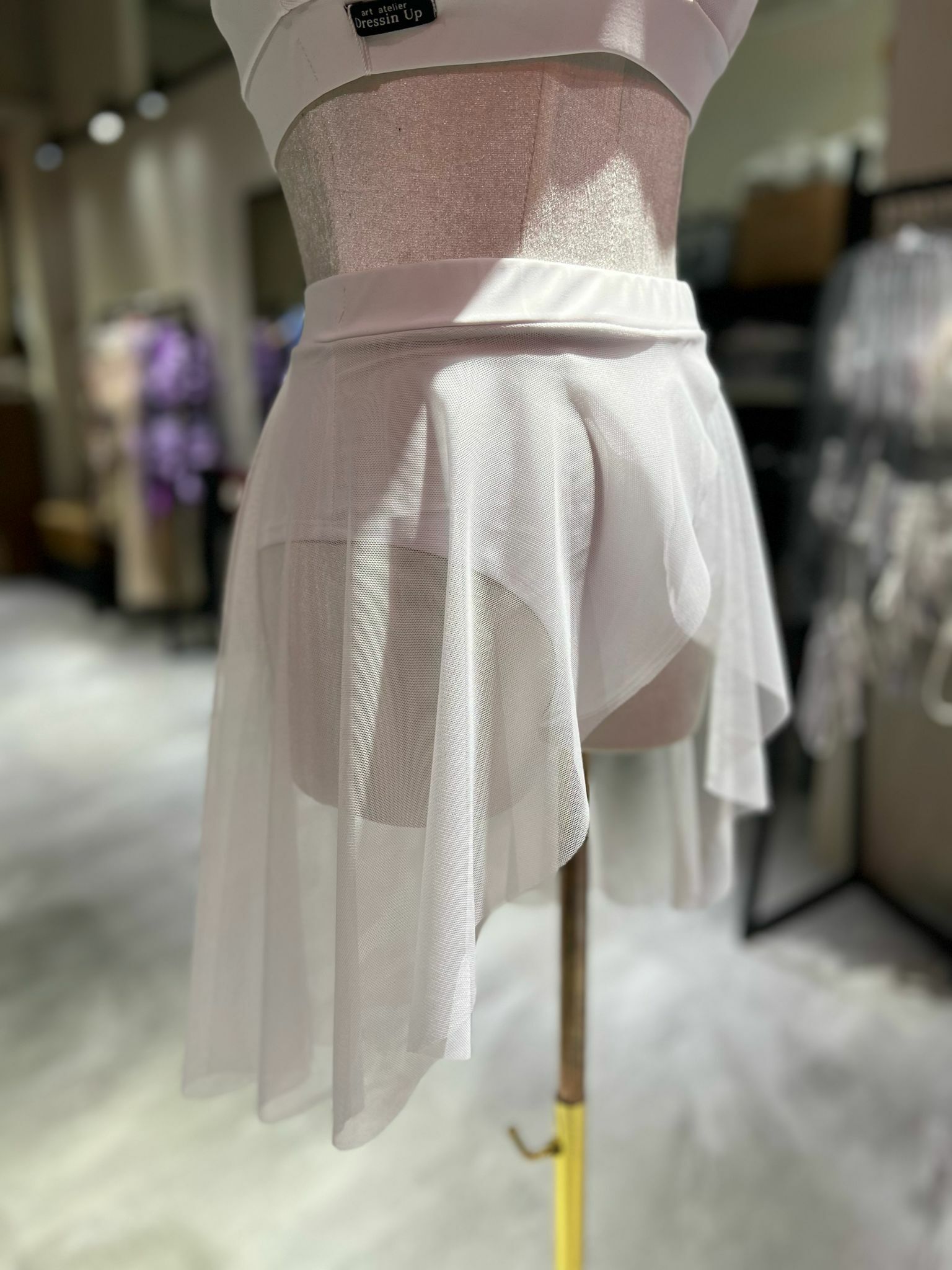 Long Mesh Skirt Butterfly-White