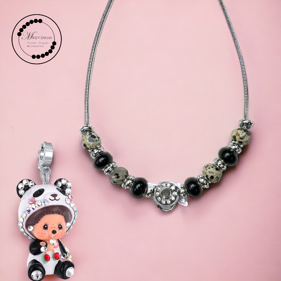 240213-M4熊貓 黑天鵝斑點石頸鏈 + 熊貓吊咀（預售等3個月）