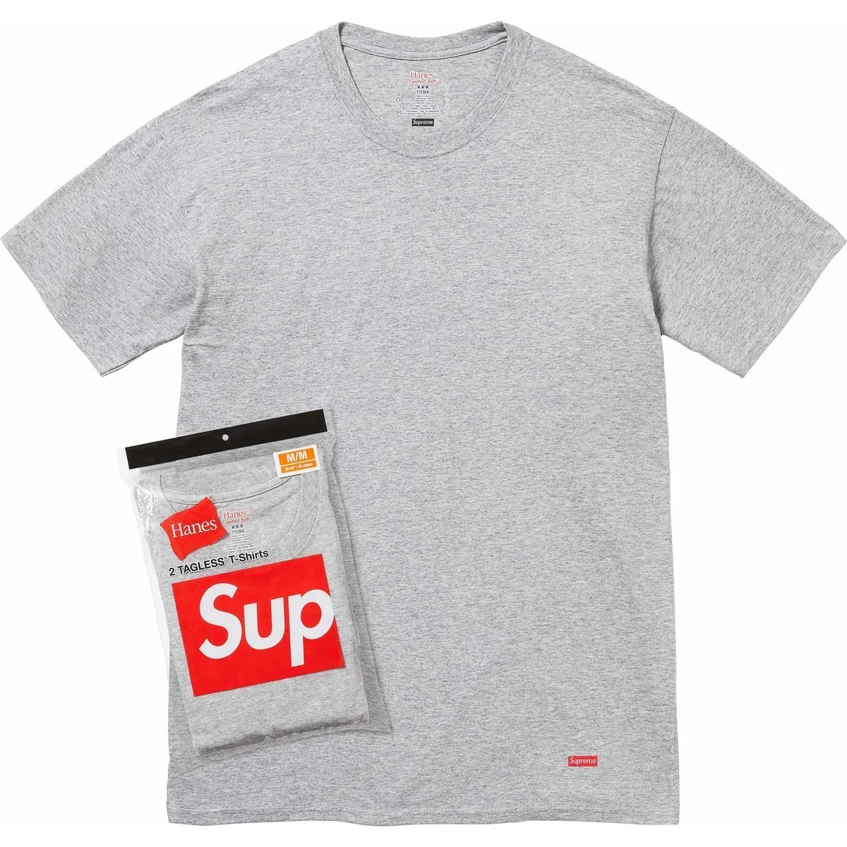 SUPREME®/HANES® TAGLESS TEES (2 PACK) GREY