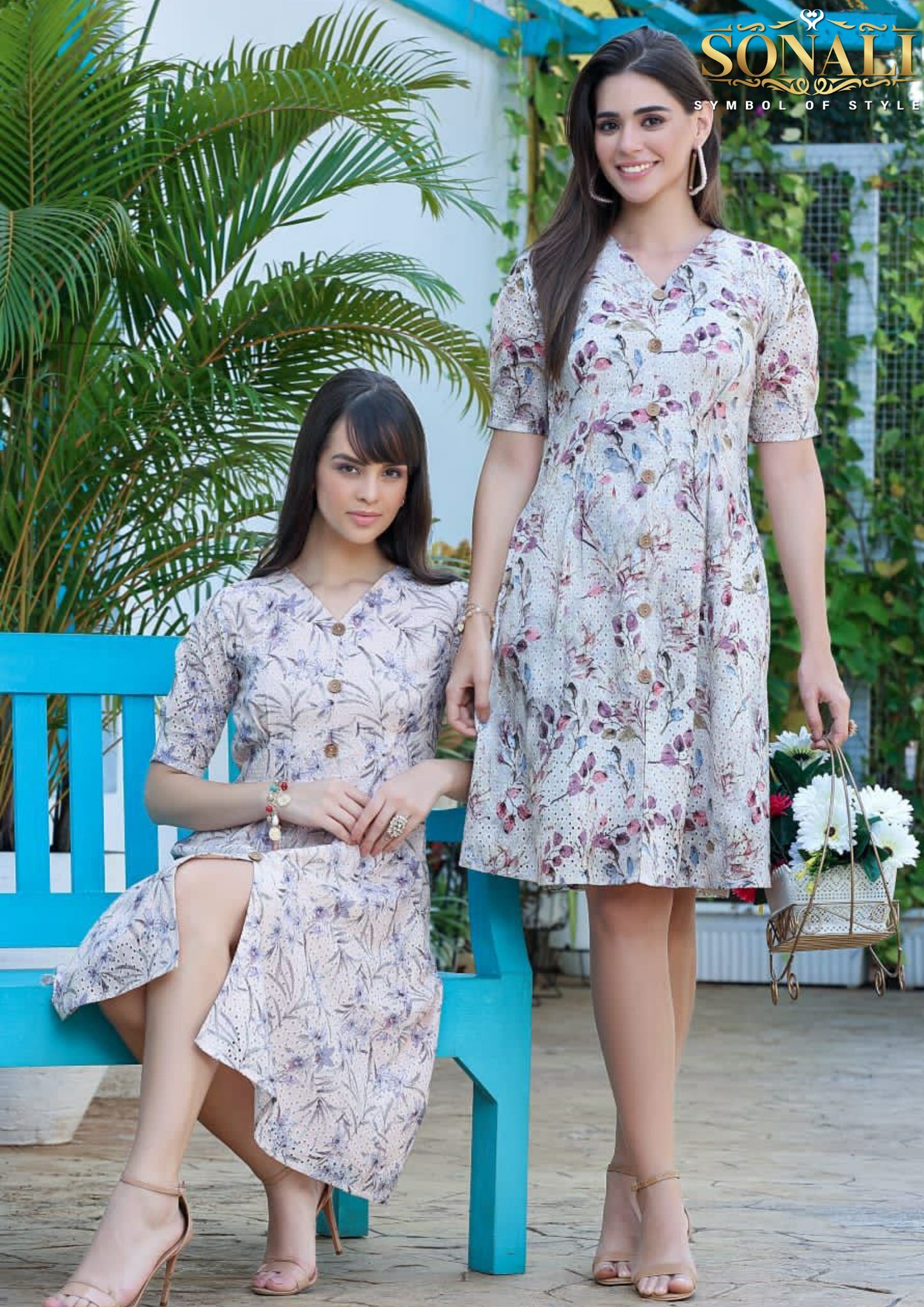 Sonali Premier Quality Striped Dress / Floral Print Dress - STRIPE