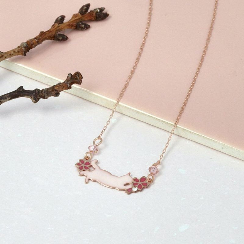 [日本制]櫻花貓咪頸鏈