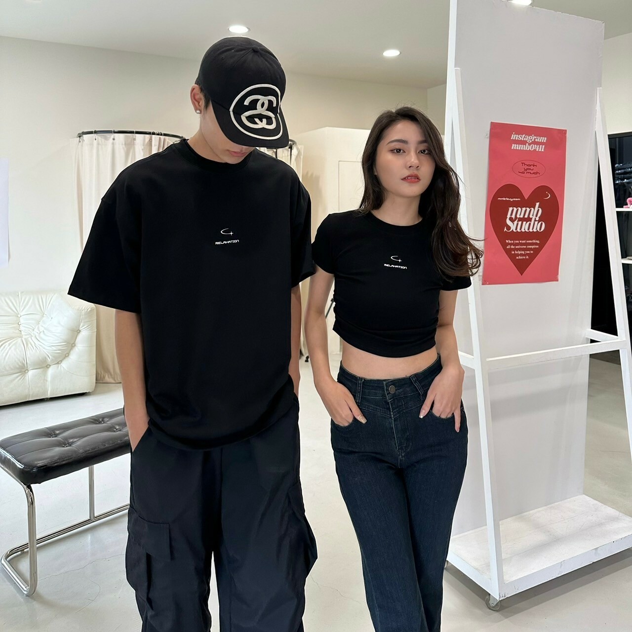 MMB鬆弛極簡主義純白情侶tee