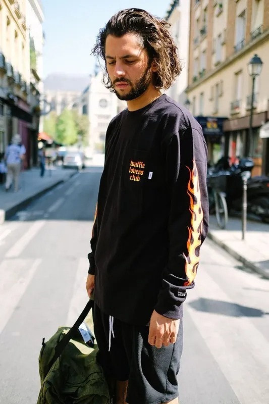 2018AW VANS VAULT X WTAPS FLAME LS TEE 藍火焰 長T