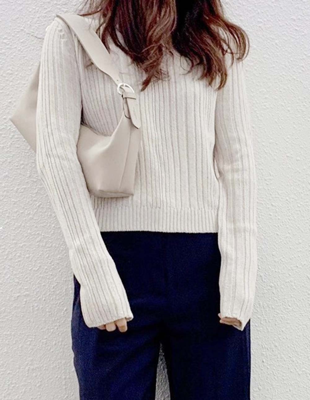 真皮荔枝紋長型彎月包