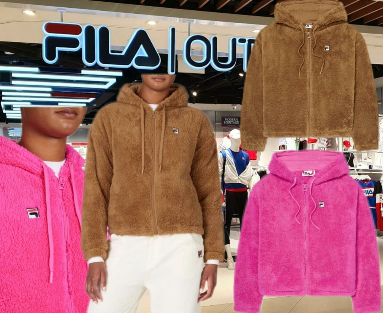 【預購】Fila K021390 羊毛絨拉鏈外套