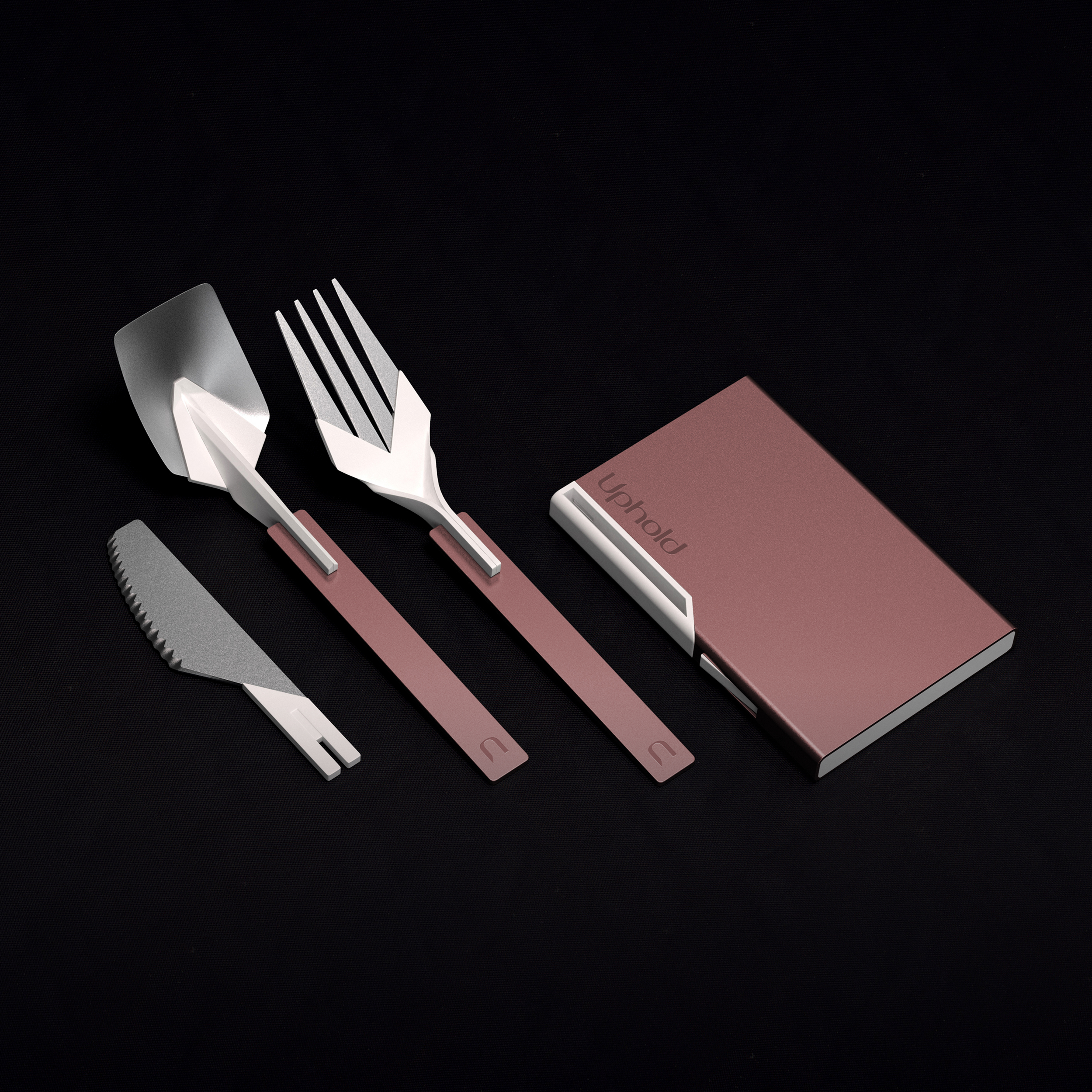 UPHOLD LIVING pocket-size reusable folding travel cutlery - rosegold colour