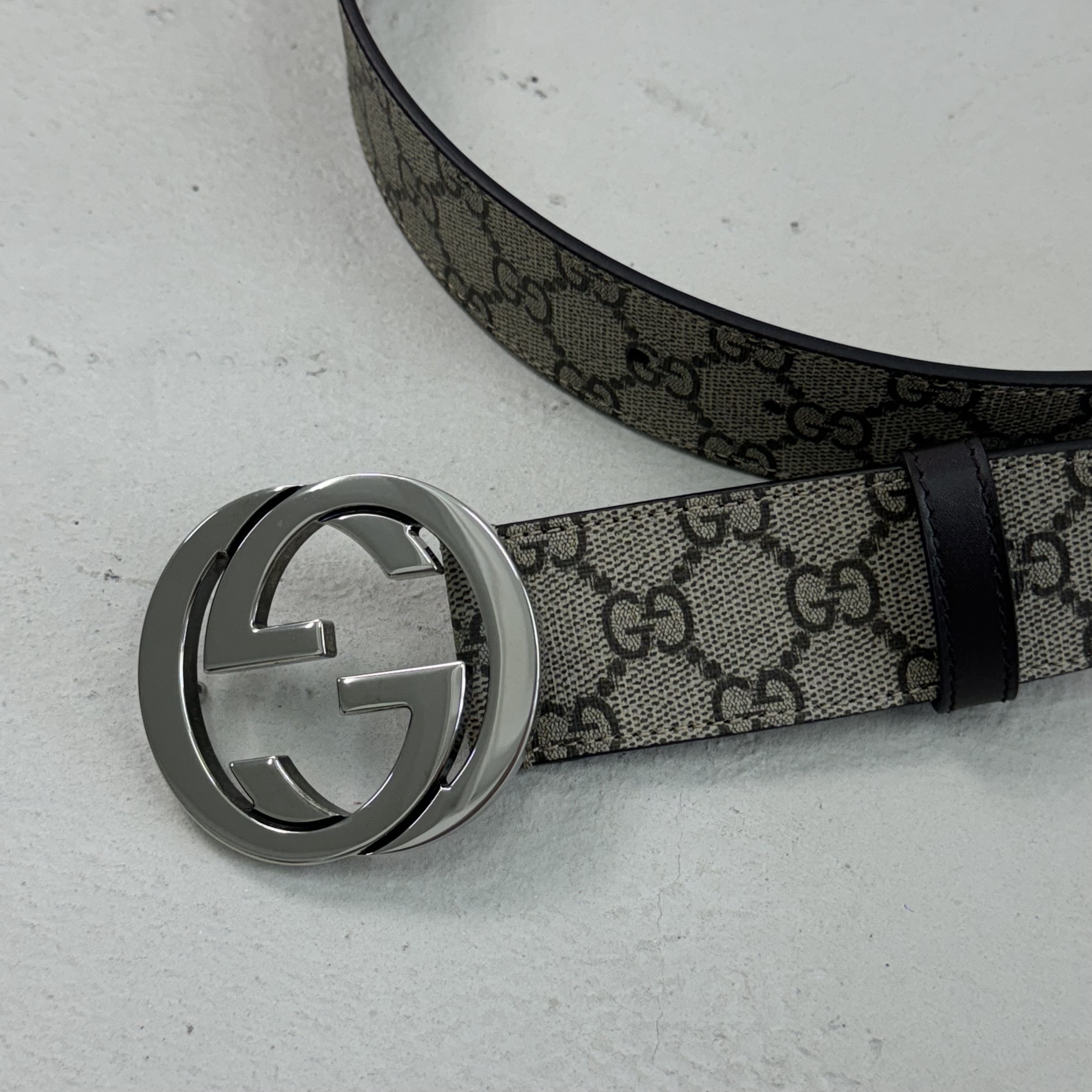 GUCCI 淺色老花皮帶【411924KGDHX 9643】