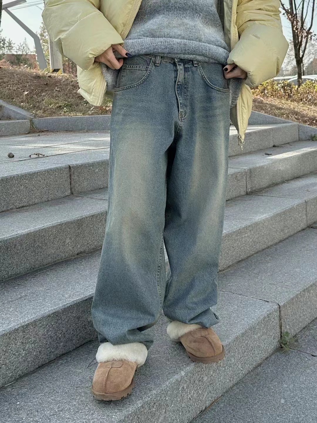 🇰🇷韓國 水洗 寬鬆 廓形 牛仔褲