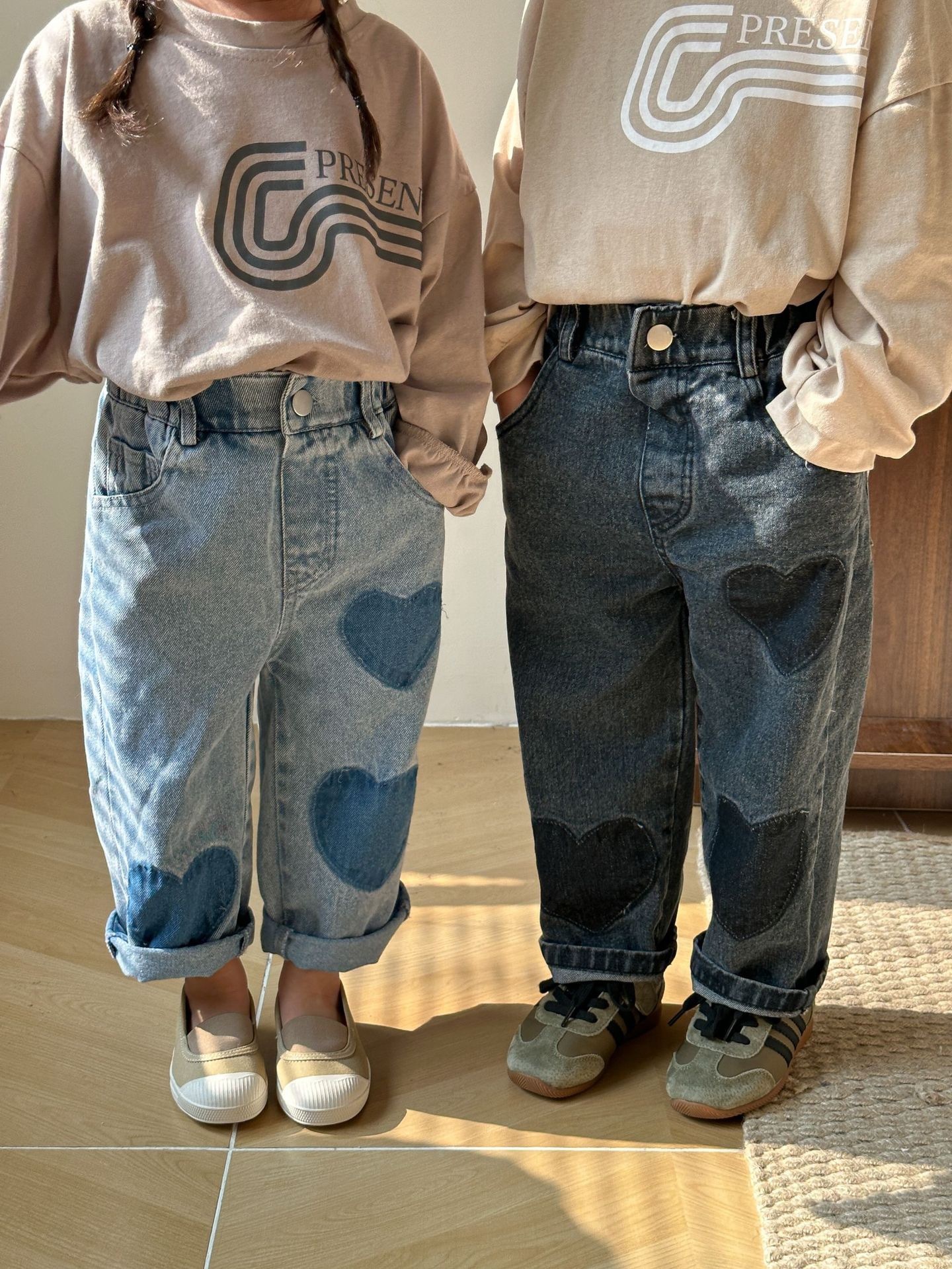 愛心拼布牛仔褲