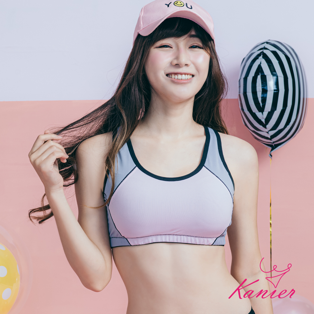 【Kanier卡妮兒】拼貼趣 涼感坦克 挖背防震 運動內衣【1212 粉色 -Ｍ / L / XL / XXL(Q)】