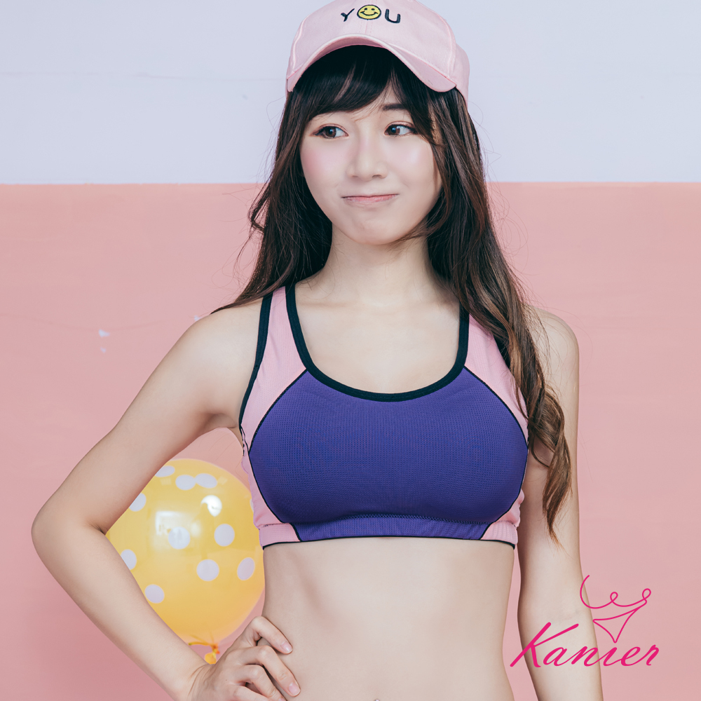 【Kanier卡妮兒】拼貼趣 涼感坦克 挖背防震 運動內衣【1212 紫色 -Ｍ / L / XL / XXL(Q)】