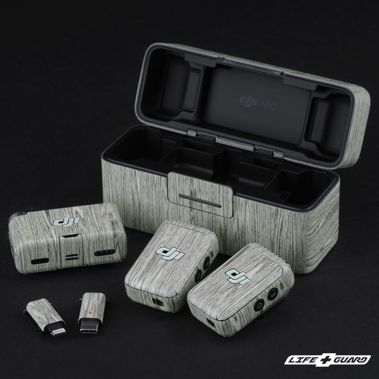 LIFE+GUARD 麥克風貼膜安裝示意，適用 DJI Mic 2