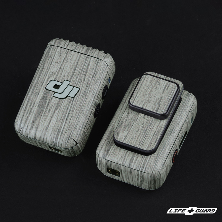 LIFE+GUARD 麥克風貼膜安裝示意，適用 DJI Mic 2